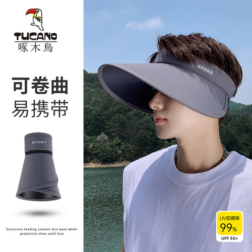 防晒帽男款夏季运动遮脸帽子钓鱼防紫外线遮阳帽韩版潮空顶太阳帽 - 封面