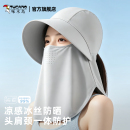 啄木鸟冰丝防晒面罩女夏季骑行口罩护颈一体大檐防紫外线遮阳帽子
