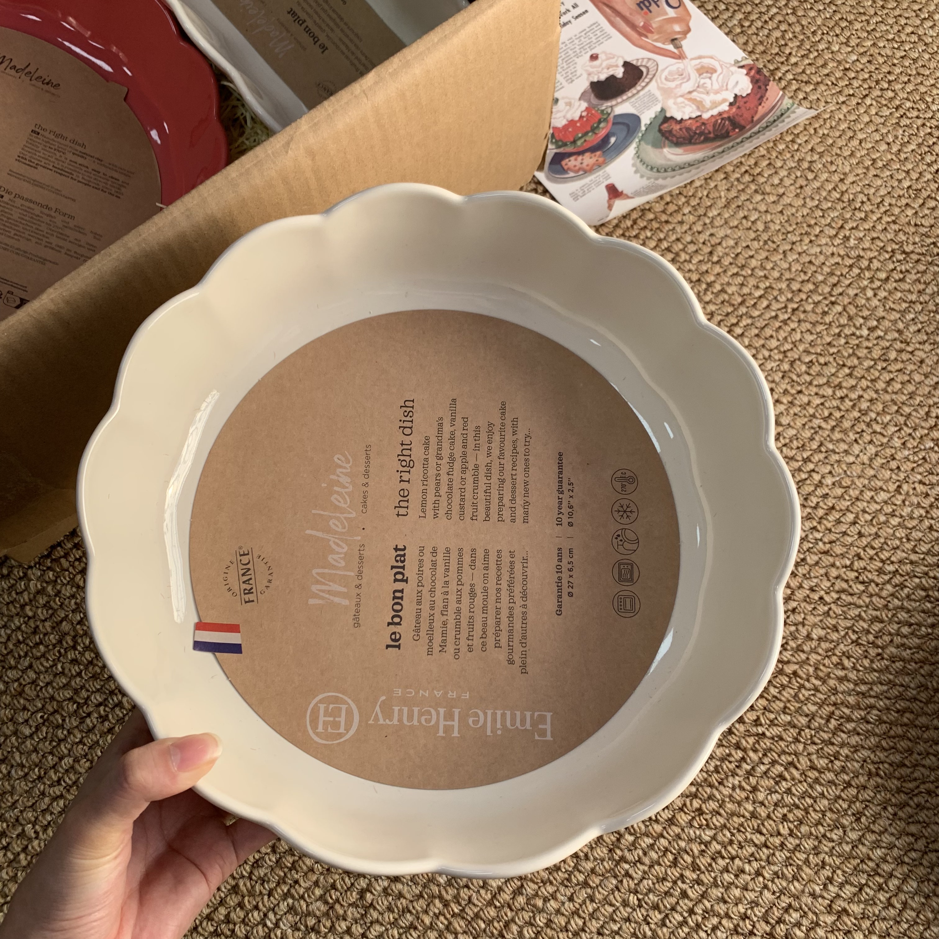 法国emilehenry进口陶瓷烤盘烤箱用披萨面包烘焙专用模具苹果派盘