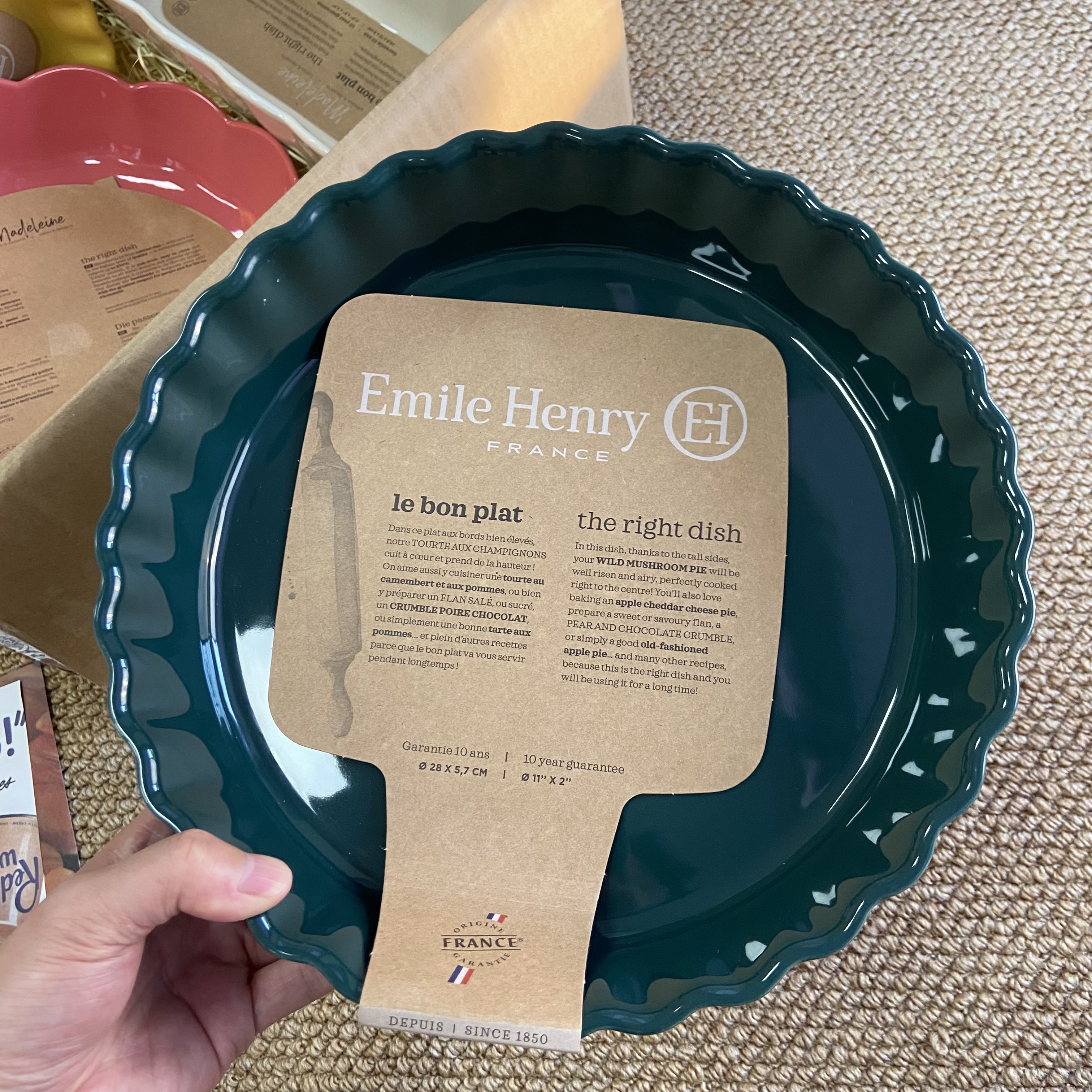 法国进口Emile Henry陶瓷花边派盘苹果派模具披萨盘烤箱家用烘焙