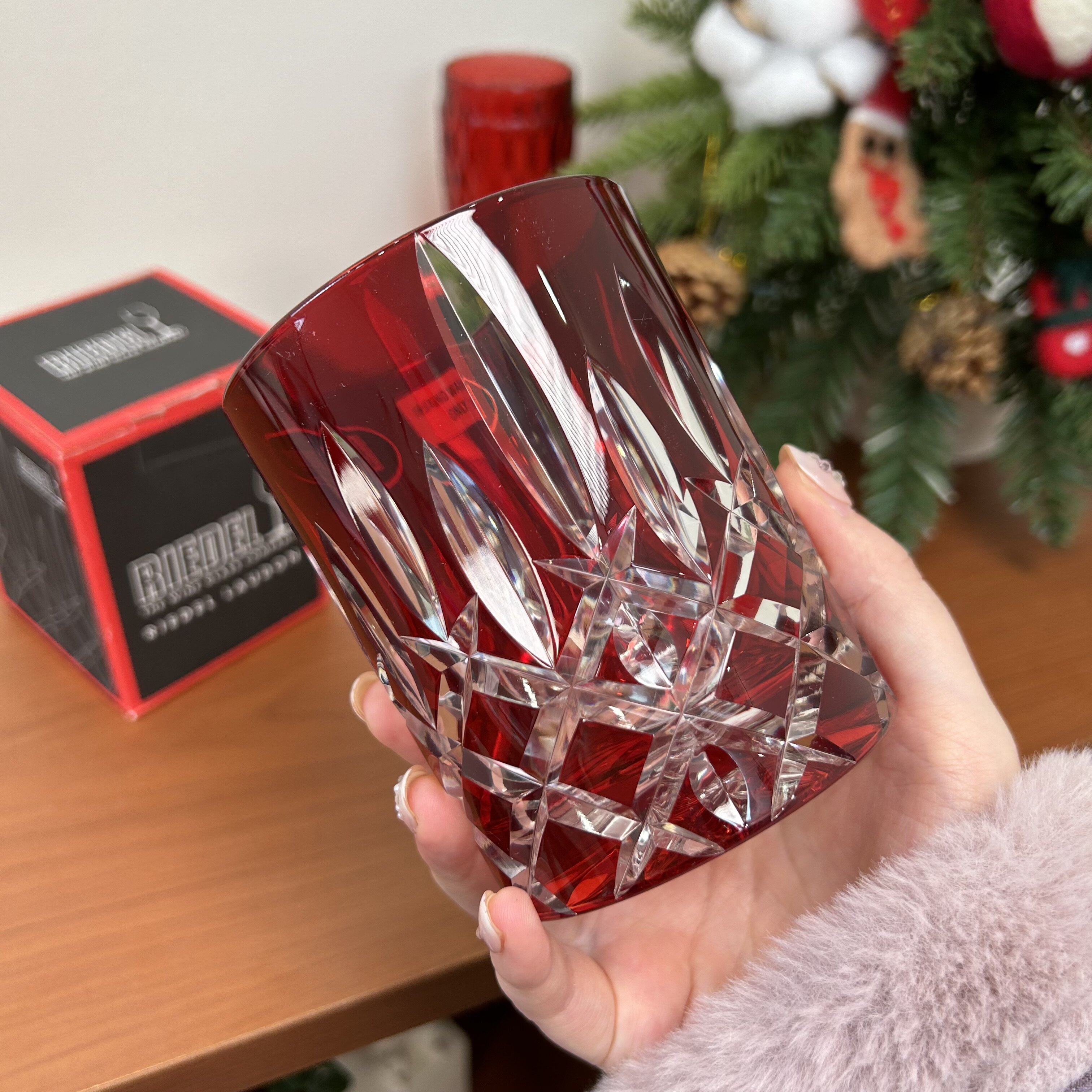 奥地利RIEDEL醴铎红色雕花威士忌杯洋酒杯水晶玻璃烈酒杯高档礼品