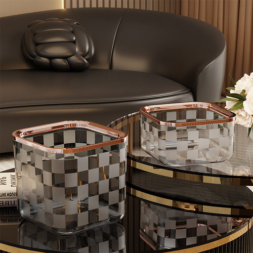 简约带压圈桌面垃圾桶