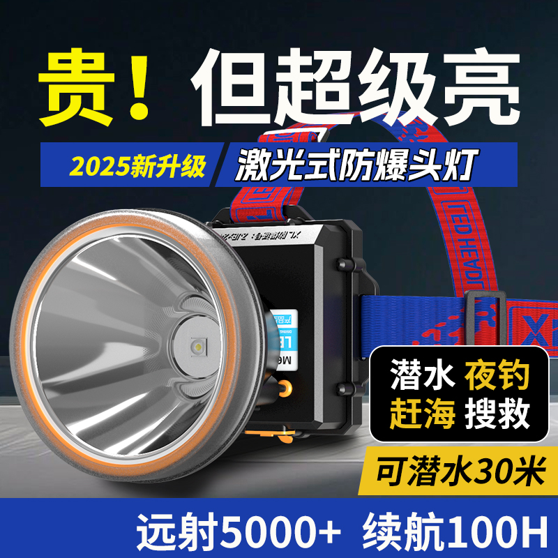 铭久头灯强光充电超亮矿