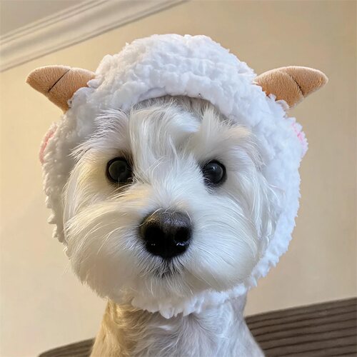 狗狗宠物可爱小羊帽子头饰博美比熊中小型犬保暖防风猫咪拍照帽子