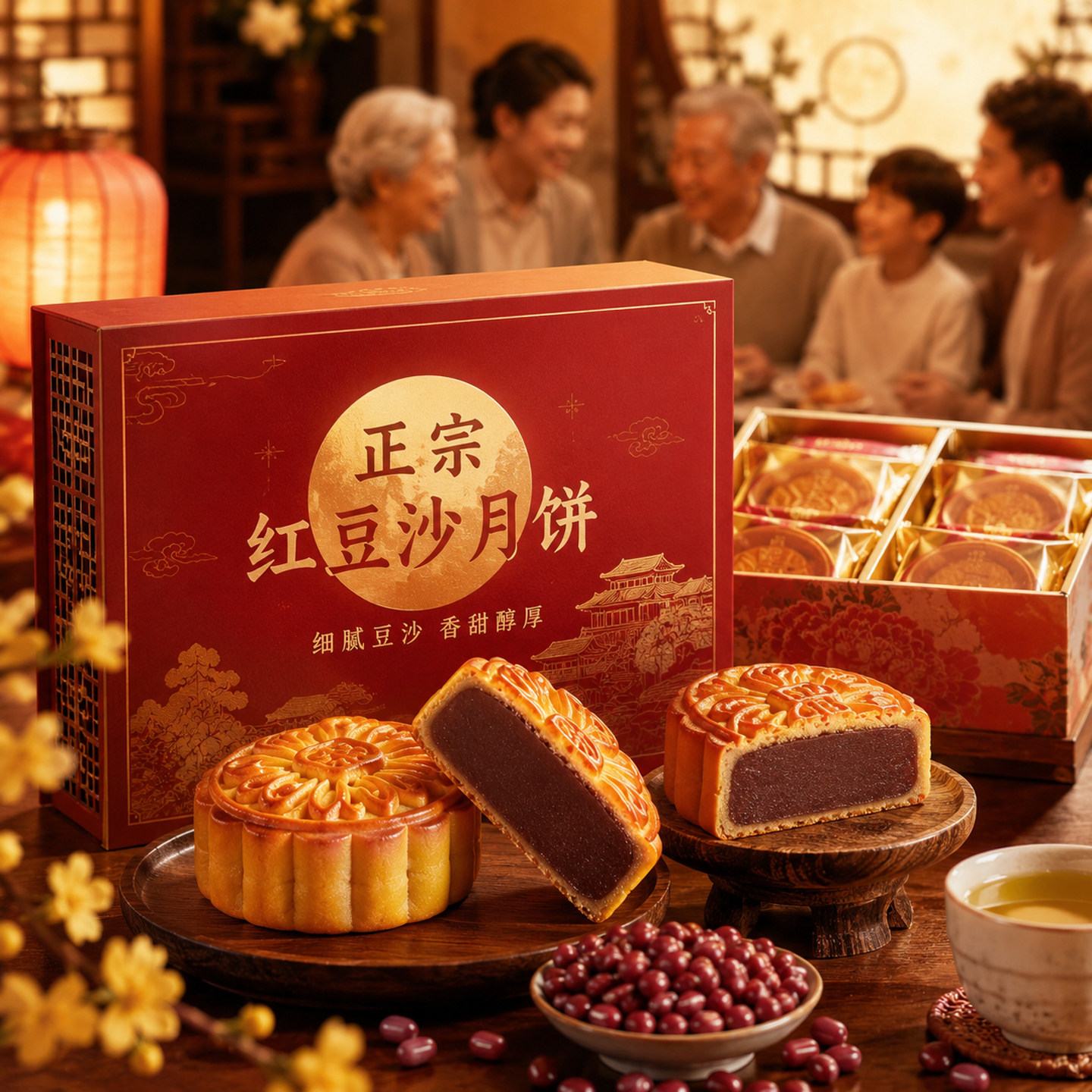 豆沙月饼正宗广式红豆沙月饼传统中秋节月饼老式糕点零食送礼批发