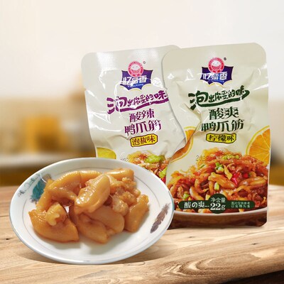 忆留香柠檬酸辣鸡爪筋龙岩特产泡鸭爪筋辣味网红卤味休闲零旗舰店