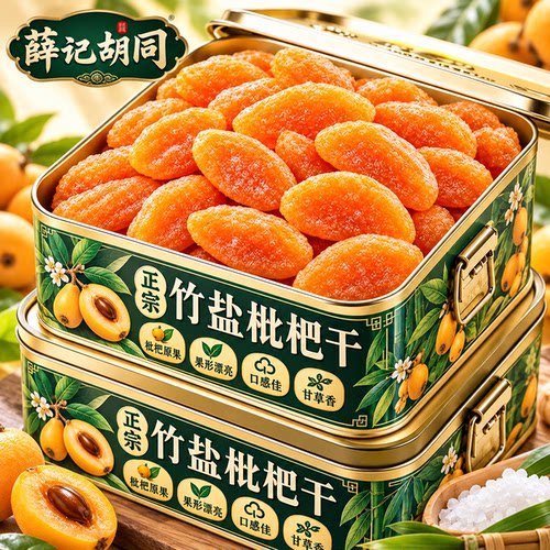 竹盐枇杷干官方旗舰店2026新货果形漂亮原果去核正宗口感佳甘草香