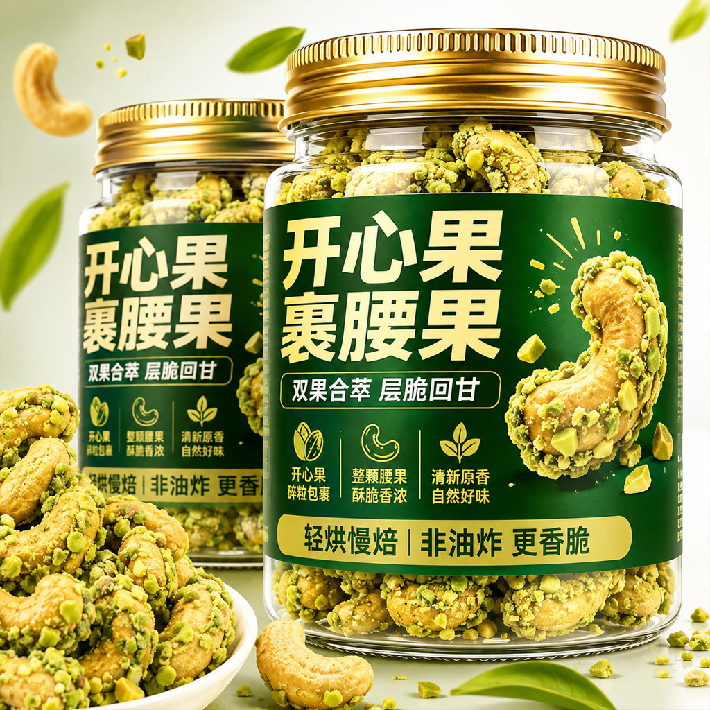 新品开心果裹腰果原味官方旗舰店低温蜂蜜轻烘焙酥脆解馋独立包装图片