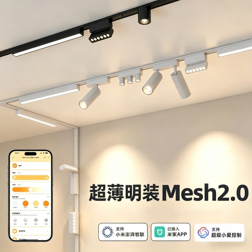 Mesh2.0智能超薄明装轨道灯白色