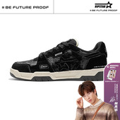 爆炸星黑色休闲板鞋 子 男春秋季 RIPSTAR 新款 增高运动鞋 金属黑