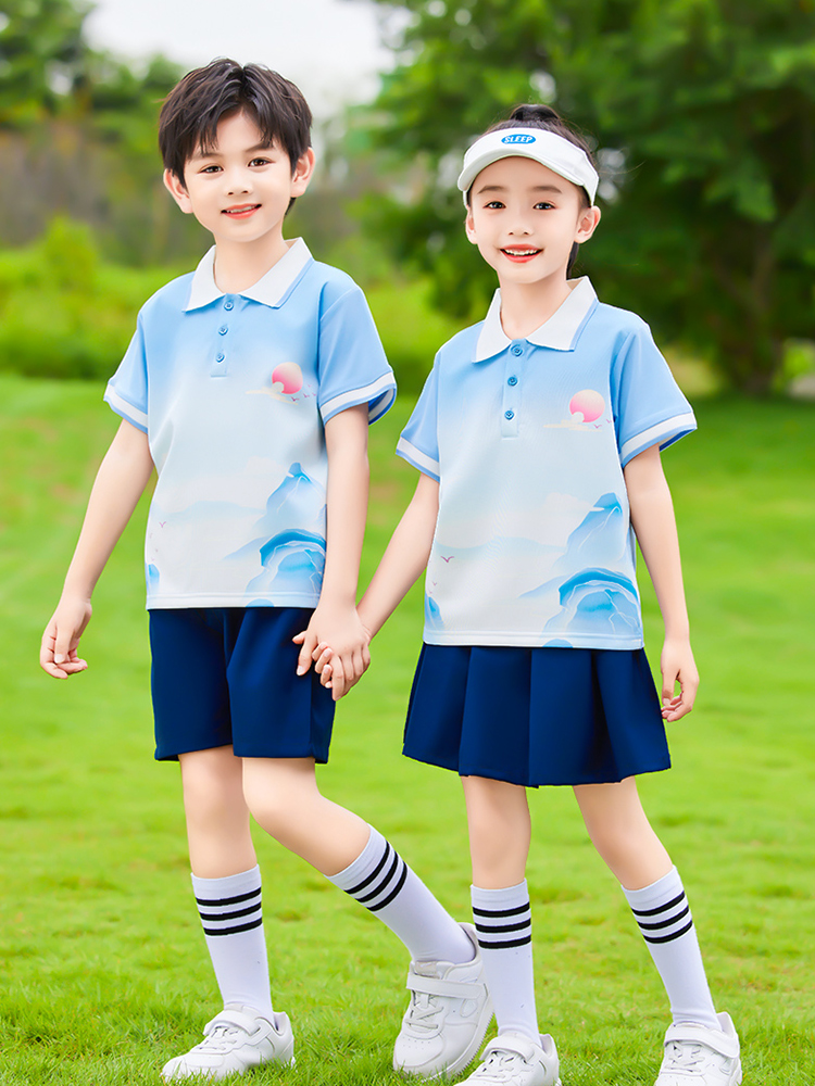 幼儿园园服春秋校服套装小学生夏季短袖中国风一年级儿童演出班服