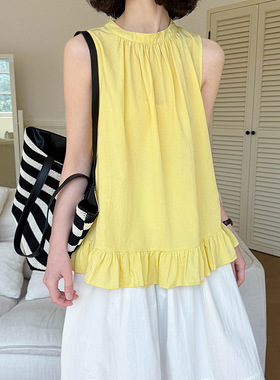 JillZoo春季新款韩版法式挂脖设计感蝴蝶结气质绝美无袖小衫JZ