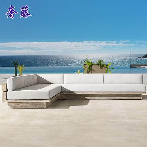 高端外沙发庭115院别墅休闲沙发家室外露沙天花具园柚木做旧发户