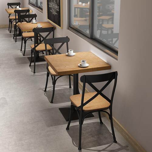工YMZ-177风圆桌业餐饮奶茶实店椅子古木餐桌餐厅酒复吧方桌饭店