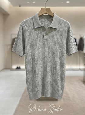 R1chma羊毛羊绒混纺春夏季老钱风男士短袖t恤翻领POLO衫薄款半袖