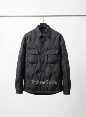 Richma商场同源90白鸭绒衬衫式羽绒服牛仔拼接菱格轻奢外套保暖