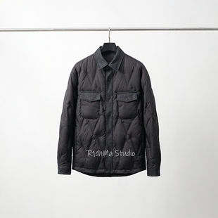 Richma商场同源90白鸭绒衬衫式羽绒服牛仔拼接菱格轻奢外套保暖