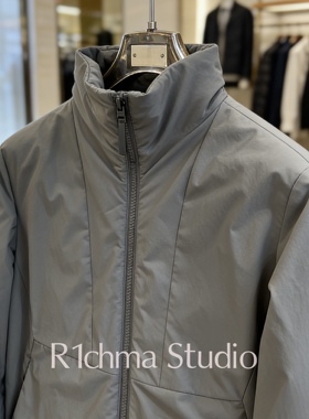 R1ch轻奢商务男士防风棉衣冬季新款加厚纯色男装棉服ykk拉链户外