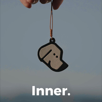 Inner.因内 ins风潮流创意黑白简约真皮小狗小骨钥匙扣钥匙挂件
