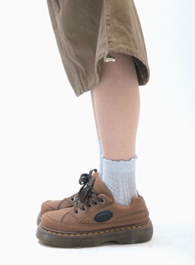 顺手来一双袜子百搭夏天日系镂空网眼木耳花边透气白色蓝色中筒袜