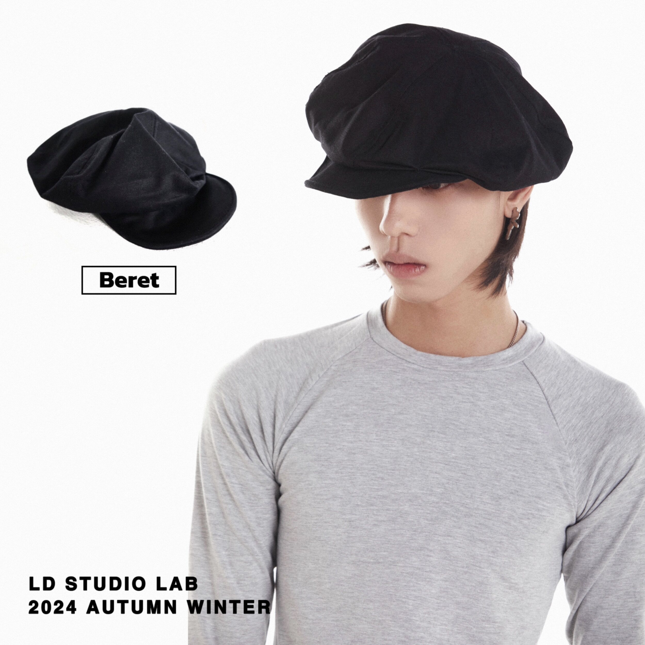 日常简约百搭云朵贝雷帽