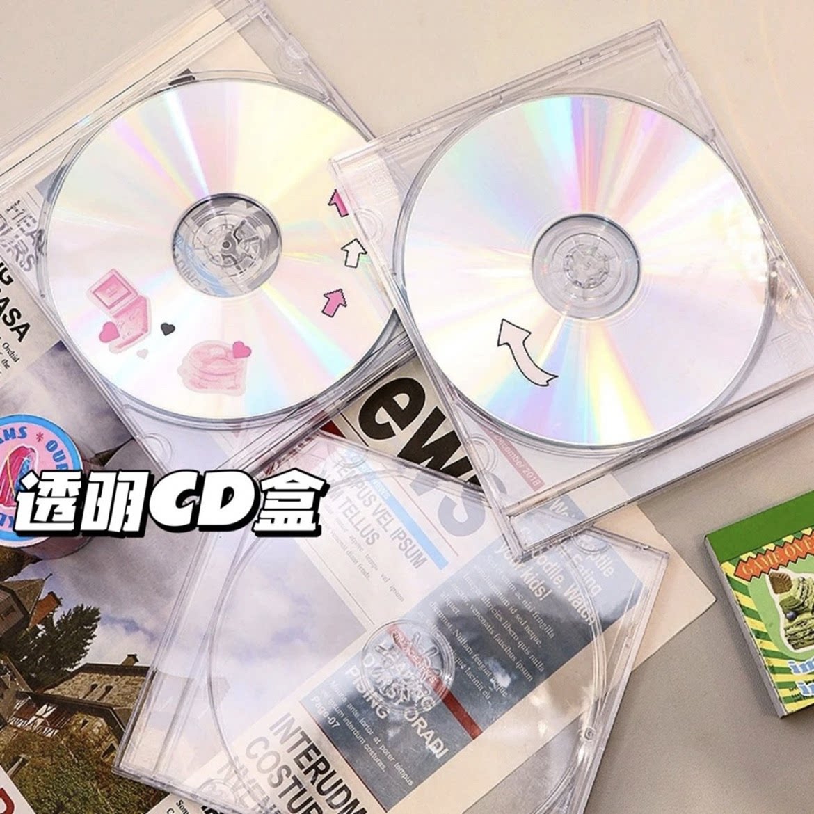 ins风透明CD光盘收纳盒可插封面图片