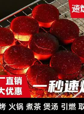 速燃炭烧烤炭无烟果木炭专用易燃碳家用火锅烧烤竹炭煮茶户外木炭