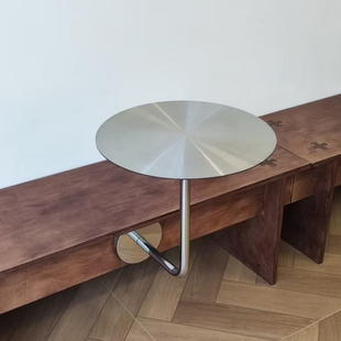 简约咖啡厅304不锈钢挂壁圆桌奶茶店网红款 壁挂桌卡座茶几小圆桌