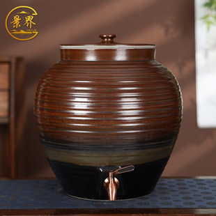 景德镇复古陶瓷专用存水缸30斤50/100带盖密封纯净水桶泡茶储水罐