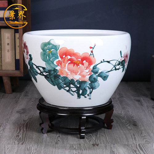 景界客厅陶瓷鱼缸睡莲盆荷花缸