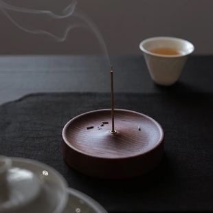 至檀 不落灰家用室内托盘 沉香世家「胡桃木香插」高级感线香香座