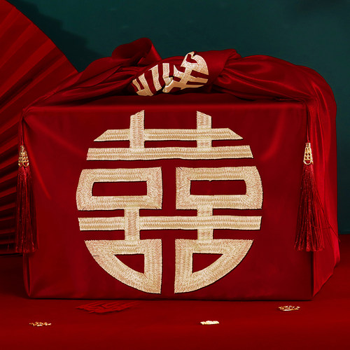 结婚包袱皮刺绣大号红包袱新娘陪嫁喜盆包裹布包袱布婚庆用品大全 - 封面