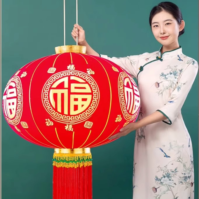 新年大红灯笼一对大门农村装饰