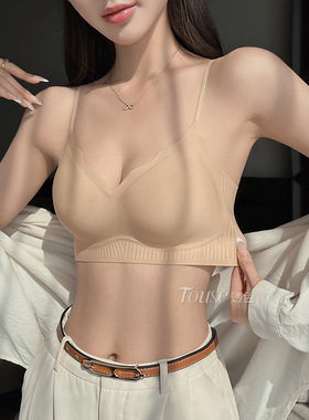 无痕粉底液内衣女小胸聚拢夏季薄款背心式一体隐形肤色细肩带