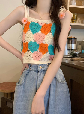 镂空绑带抹胸吊带背心女夏季新款多巴胺穿搭洋气减龄辣妹短款上衣