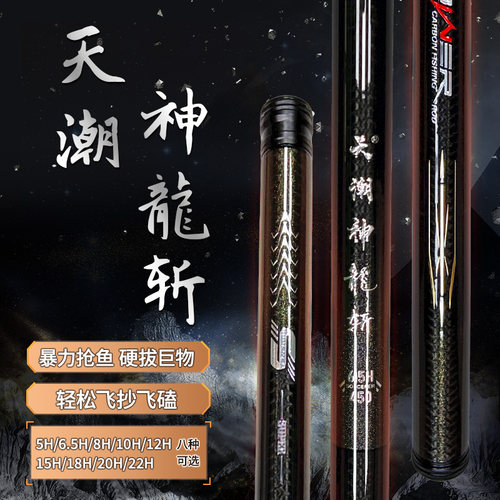 天潮神龙斩S版钛金版飞磕飞抄回锅鱼专用杆高碳黑坑超轻超硬台钓