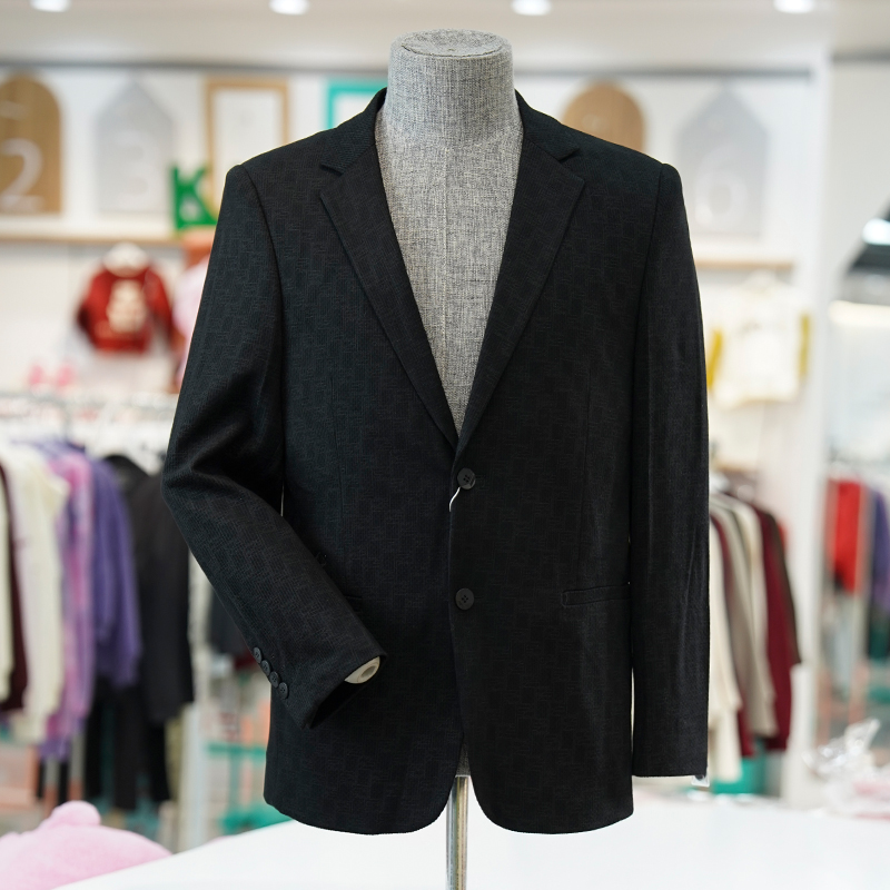 西装外套男士2025春款休闲字母暗纹单西职业帅气商务正装伴郎西服