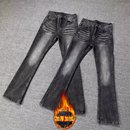 加绒加厚美式网红水洗黑灰弹力修身微喇517牛仔裤显瘦vibe裤子男