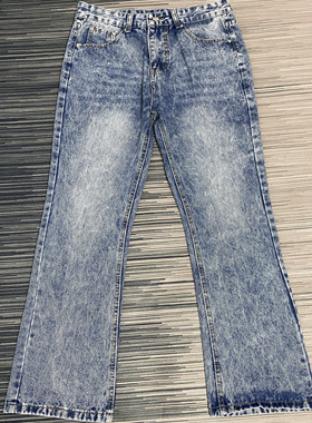 517大理石微喇牛仔裤cleanfit风vibe 冰蓝小众高级感显高显瘦长裤