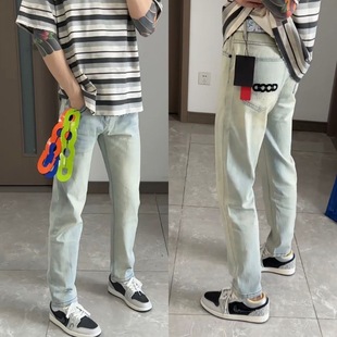 小脚显瘦长裤 潮牌GOOD刺绣牛仔裤 修身 高级感男女同款 子 烫钻时尚