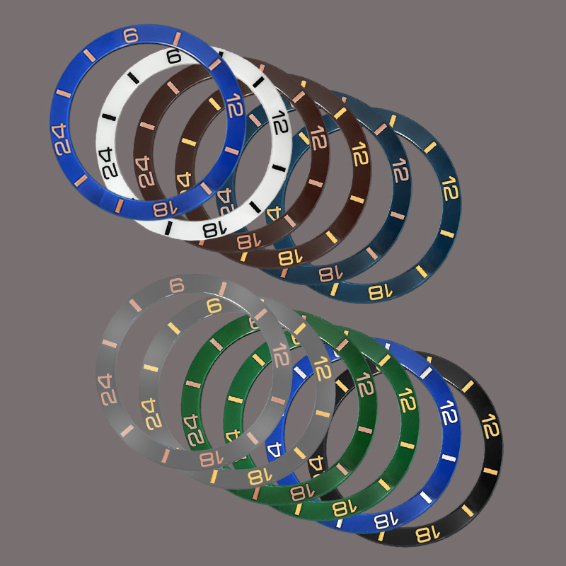 38x30.7mm 24时GMT表圈陶瓷圈手表表壳配件弧形表圈陶瓷表圈配件