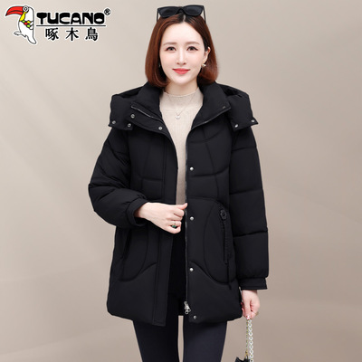 啄木鸟品牌羽绒棉服女中长款202