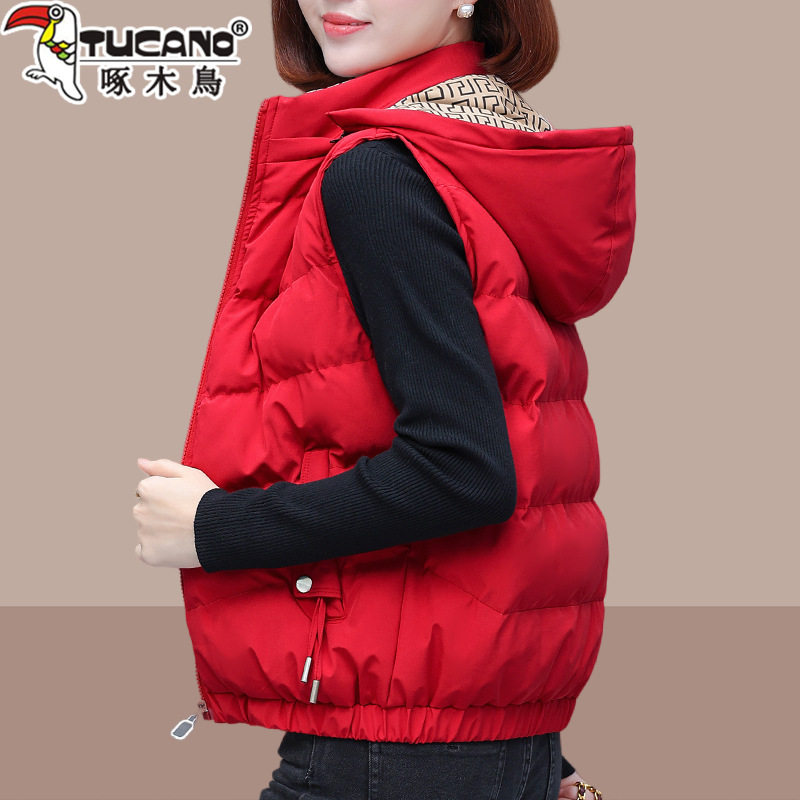 啄木鸟羽绒棉马甲女款冬季2025新款坎肩马夹外穿女士加绒加厚外套
