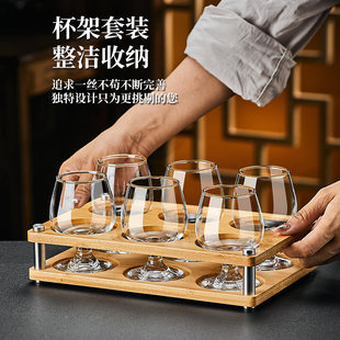 日本进口玻璃洋酒杯套装带杯架白兰地杯红酒杯威士忌酒杯家用白酒