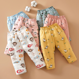 婴幼儿纯棉花手工保暖棉裤儿童冬季高腰加厚棉服宝宝外出内穿冬装