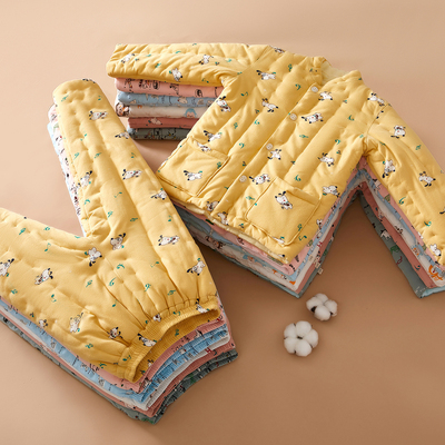 中大童手工棉花加厚棉袄棉裤套装