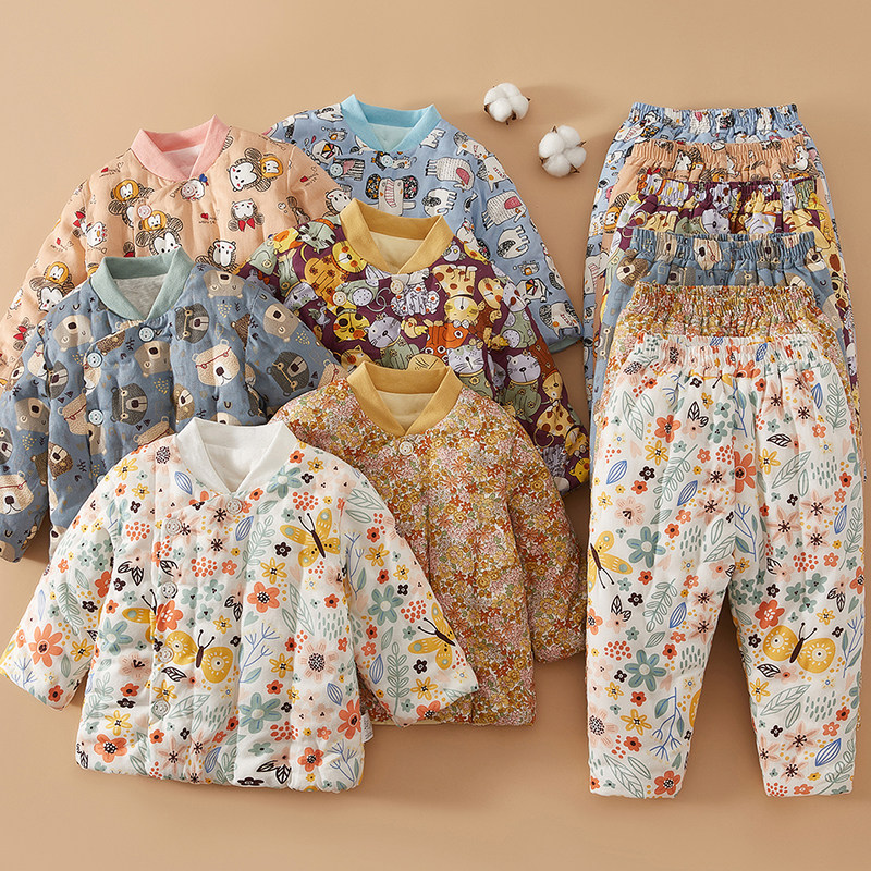 婴幼儿手工纯棉花棉袄棉裤套装