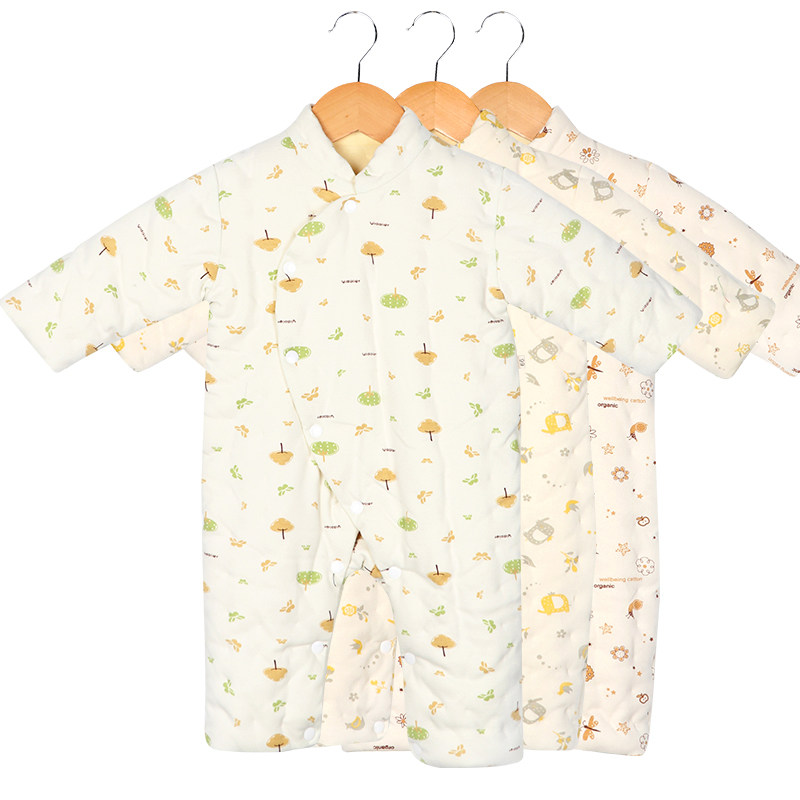 婴幼儿冬季手工棉花加厚连体哈衣