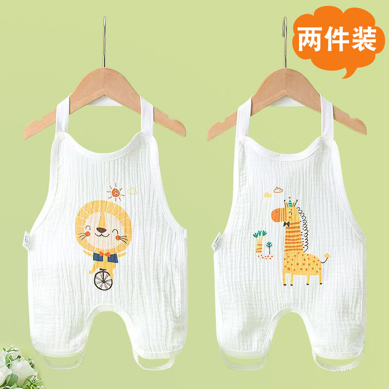 新生儿纯棉纱布夏季薄款连腿护肚