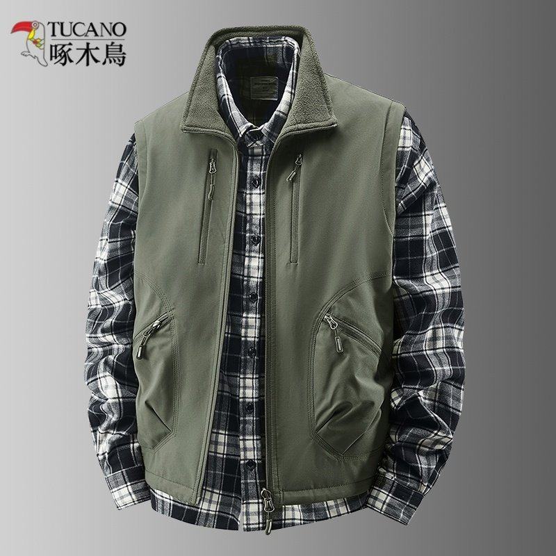 啄木鸟男士无袖马甲秋冬季摇粒绒外套加厚加绒保暖坎肩双面穿背心,男装,常规马甲,淘宝优惠券,粉丝福利购,淘宝优惠卷